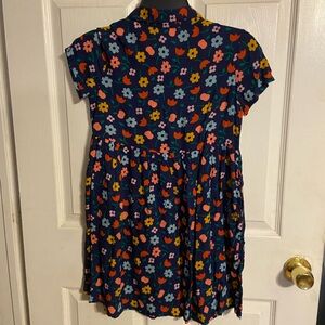 EUC Hannah Andersson Girls Sz10 100% Viscose Long Sleeve  Floral Dress Navy Blue